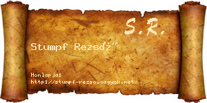 Stumpf Rezső névjegykártya